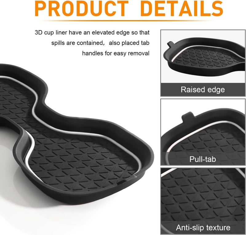 KENTUTO for Honda CRV Accessories 2023 2024 2025 2026 3D Cup Holder Center Console Liner Inserts Silicone Anti-dust Mat Pad Interior Decoration (2 Pcs, Whtie Trim) - Image 3
